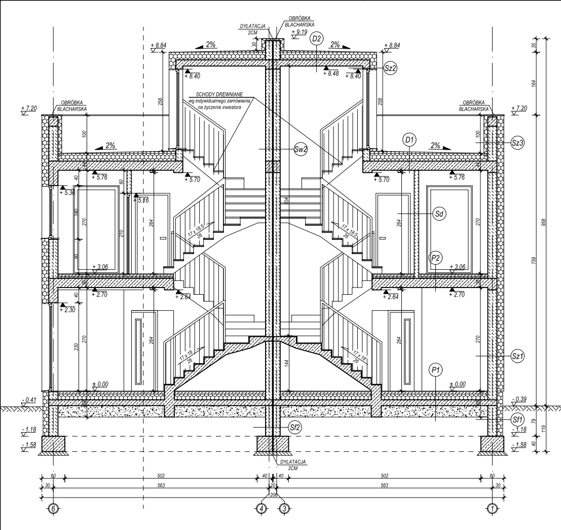 Przekrój architektoniczny budynku